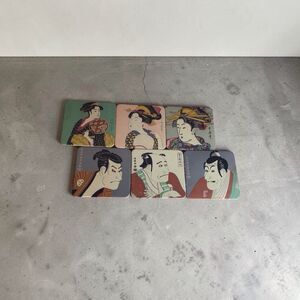 Vtg Ukiyoe Coasters Traditional Japanese Asian Fine Art Prints Set of 10 Japan